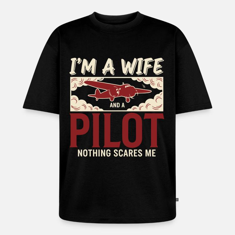 Pilotin Ehefrau Pilot - Unisex Premium Oversized Bio T-Shirt - Schwarz