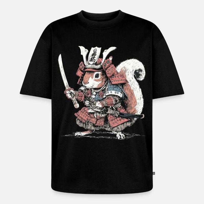 Eichhörnchen-Samurai-Rüstung - Unisex Premium Oversized Bio T-Shirt - Schwarz