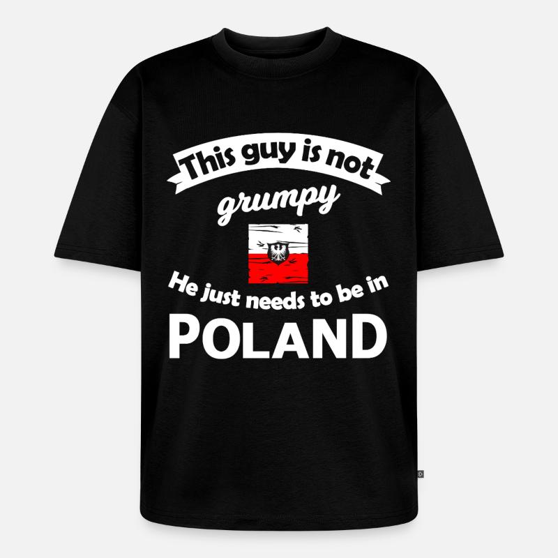 Polen Not Grumpy Tee - Unisex Premium Oversized Bio T-Shirt - Schwarz