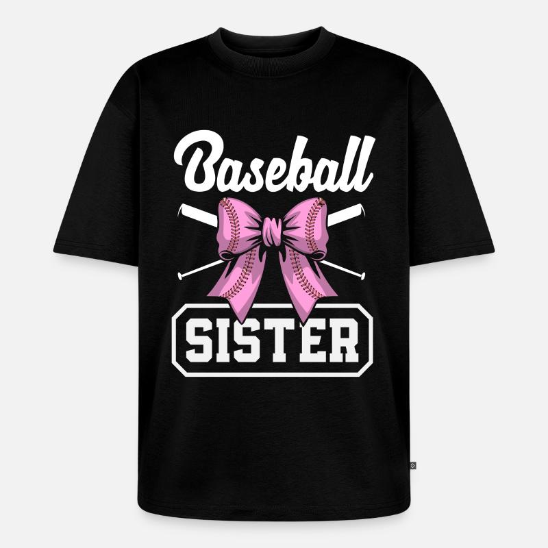 Baseball Schwester Schleife Schläger Pink - Unisex Premium Oversized Bio T-Shirt - Schwarz