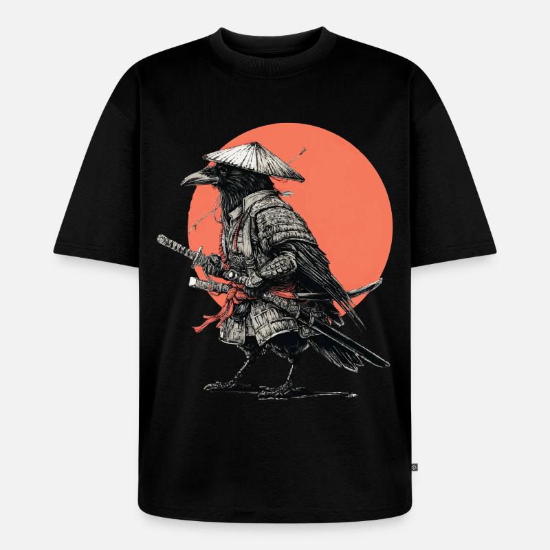 Raven-Samurai-Rüstung - Unisex Premium Oversized Bio T-Shirt - Schwarz