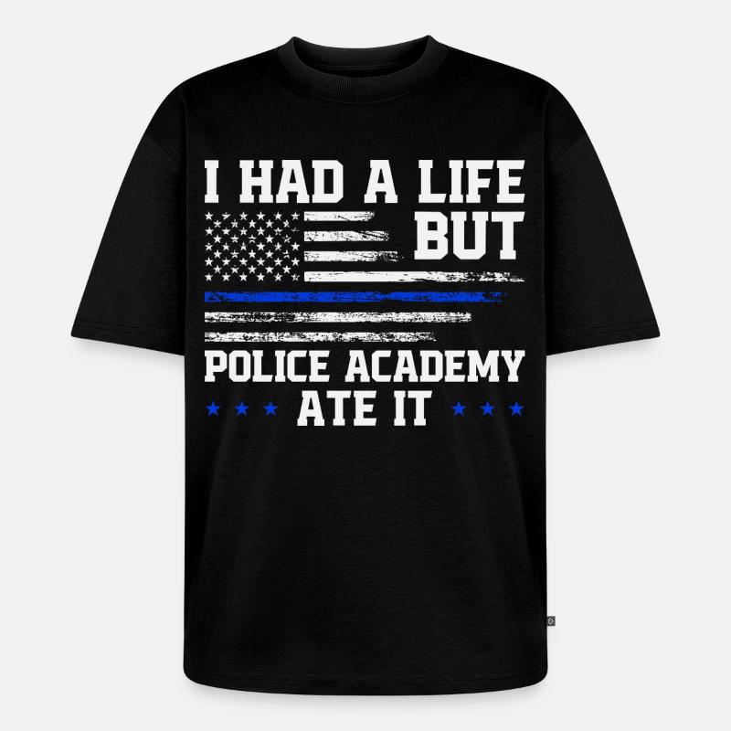 Polizeischule Überlebende Abschluss Polizeiakademie - Unisex Premium Oversized Bio T-Shirt - Schwarz