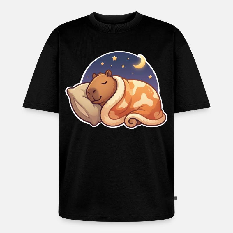 Capybara Sleeping - T-shirt Premium bio oversize Unisexe - noir