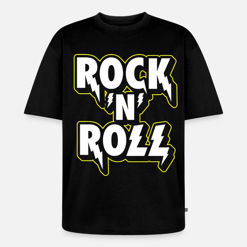 Rock 'N' Roll Lightning 3D-Logo - Unisex Premium Oversized Bio T-Shirt - Schwarz