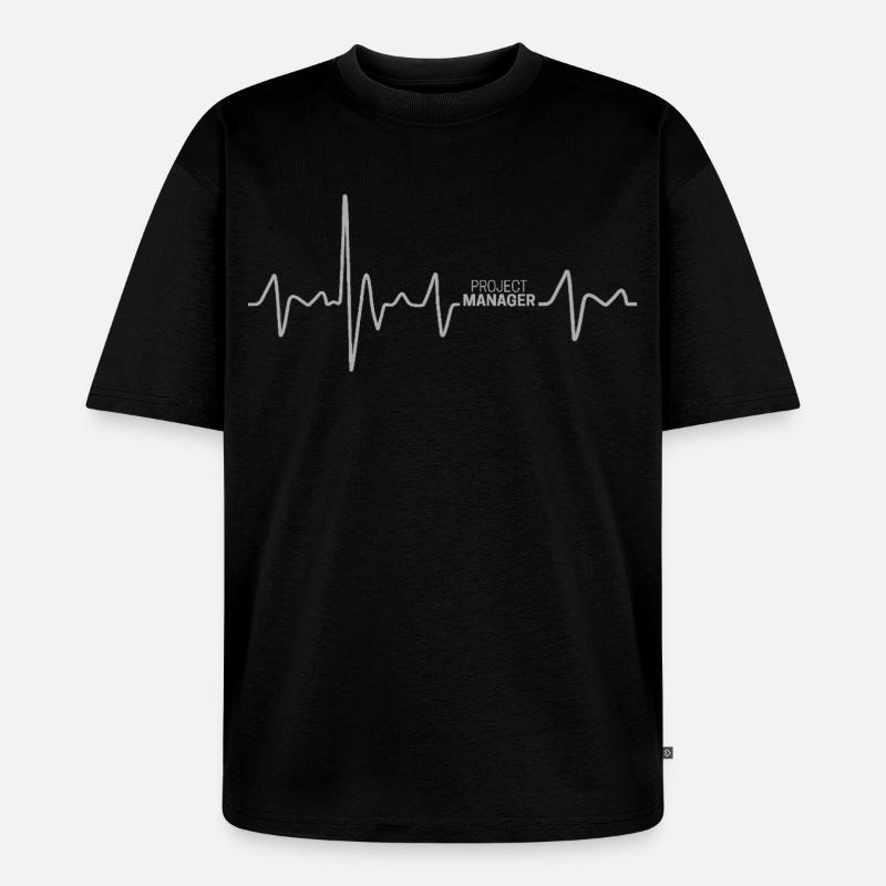 Project Manager Herzschlag Projectmanager Design - Unisex Premium Oversized Bio T-Shirt - Schwarz