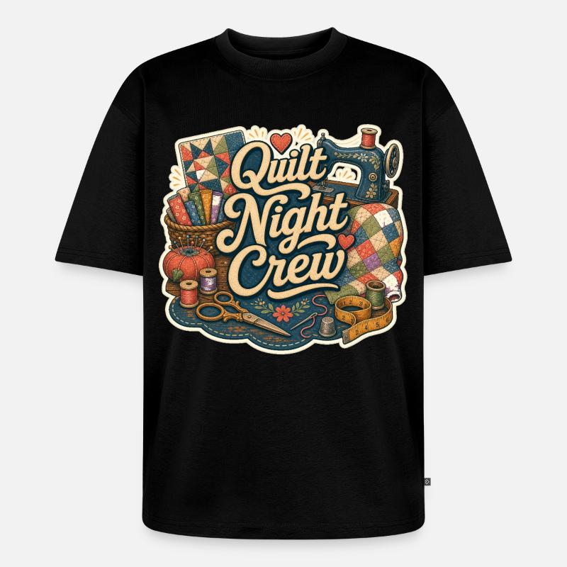 Quilt Night Crew - Unisex Premium Oversized Bio T-Shirt - Schwarz