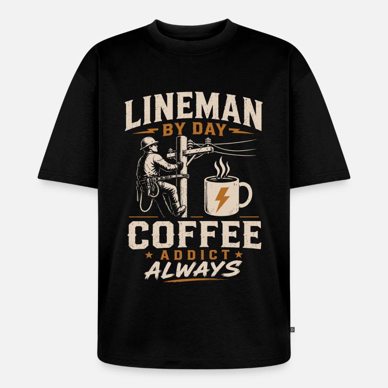 Électricité, Technicien, Café, Câble, Travail - T-shirt Premium bio oversize Unisexe - noir