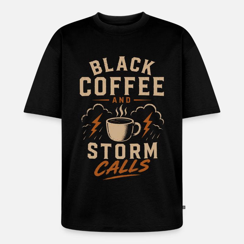 Lineman Strom Schwarzer Kaffee Und Sturm - Unisex Premium Oversized Bio T-Shirt - Schwarz