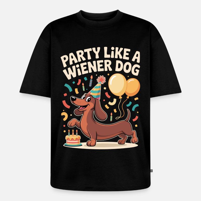 Fête teckel - T-shirt Premium bio oversize Unisexe - noir