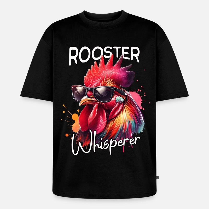 Hahn Flüsterer - Unisex Premium Oversized Bio T-Shirt - Schwarz