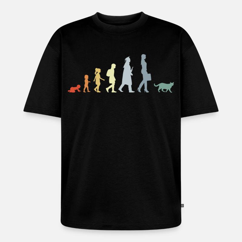 Evolution eines Katzenliebhabers - Unisex Premium Oversized Bio T-Shirt - Schwarz