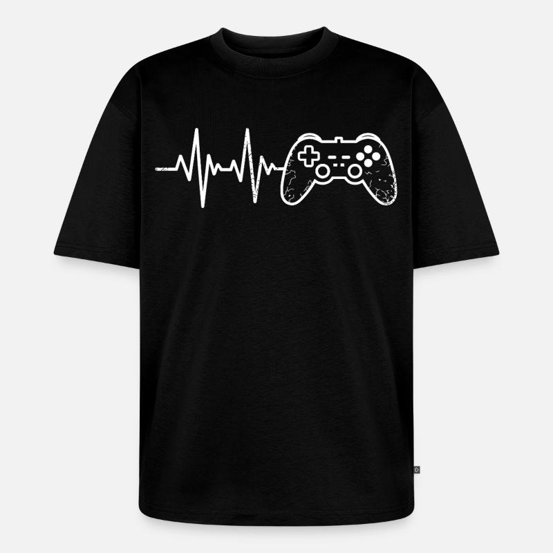 Gaming Pulse Controller Sketch - Unisex Premium Oversized Organic T-Shirt - black