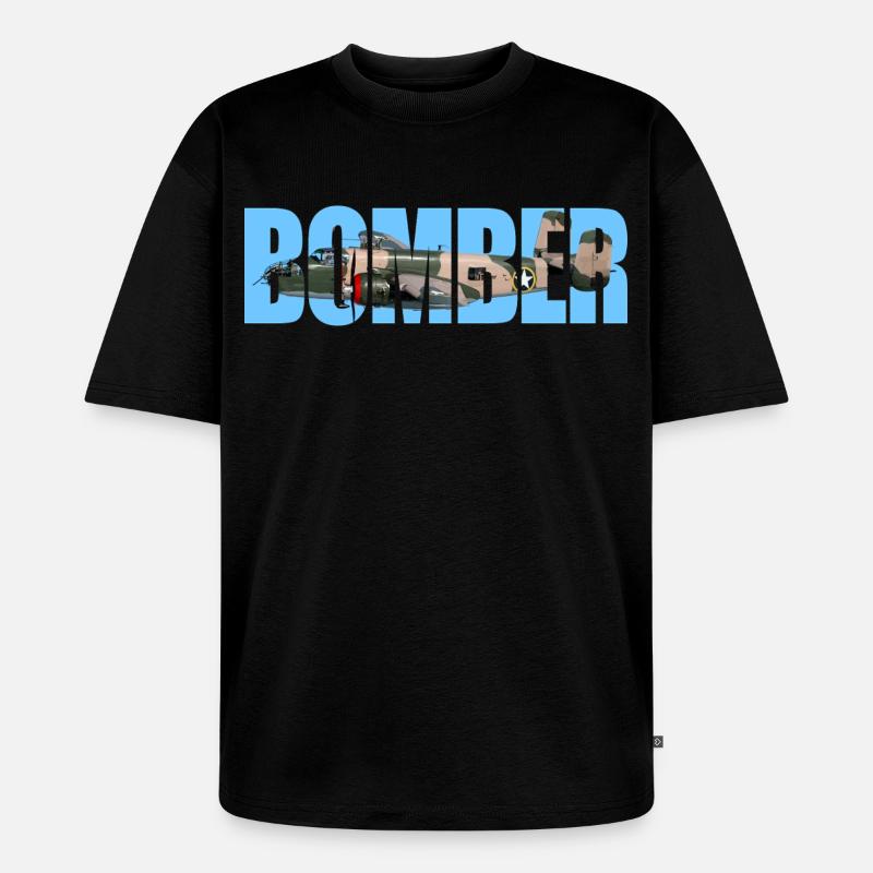 Bomber B-25 Mitchell - Unisex Premium Oversized Bio T-Shirt - Schwarz