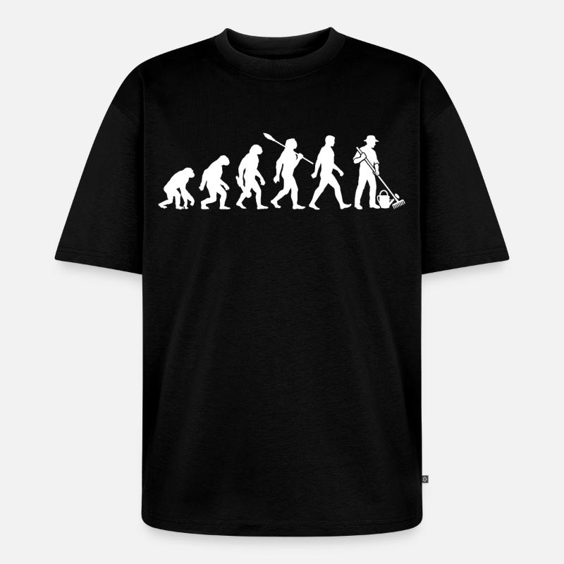 Evolution - Gärtner - Garten - Gartenarbeit - Unisex Premium Oversized Bio T-Shirt - Schwarz
