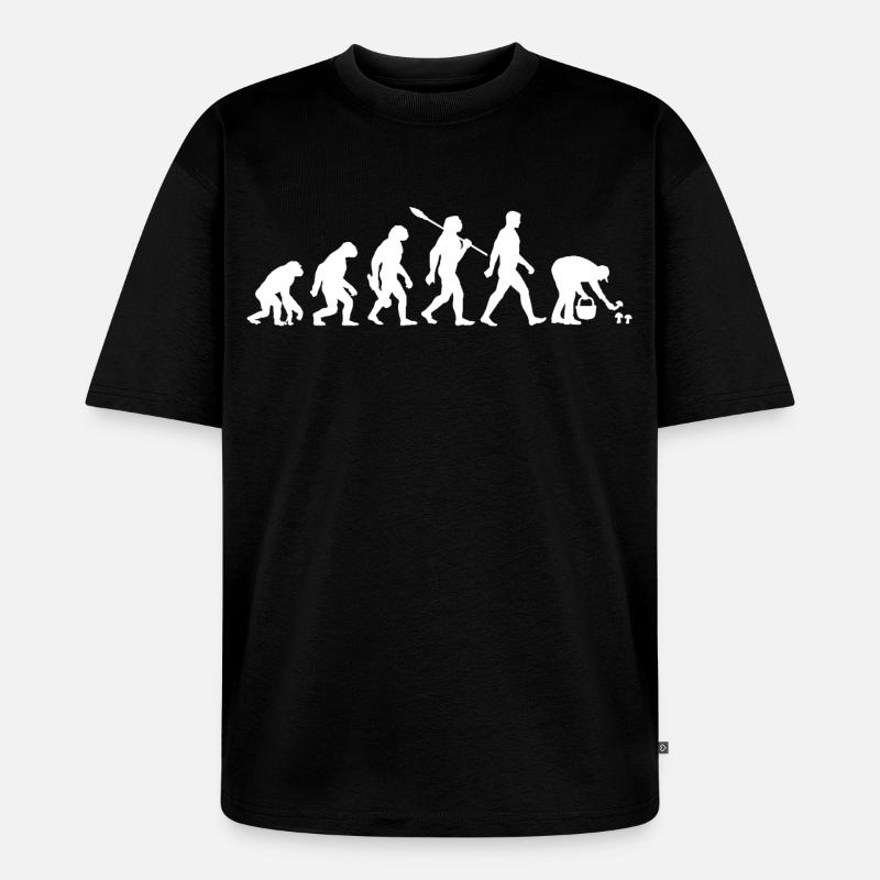 Evolution Mushroom Pickers, Mushroom Picking - Unisex Premium Oversized Organic T-Shirt - black