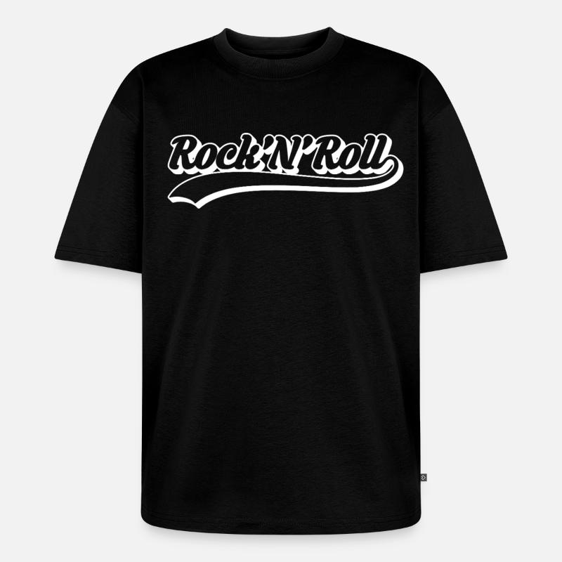Rock 'N' Roll Retro Script - Unisex Premium Oversized Organic T-Shirt - black