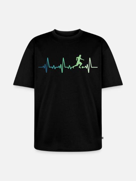 Fußball-Heartbeat-Fußballer - Unisex Premium Oversized Bio T-Shirt - Schwarz