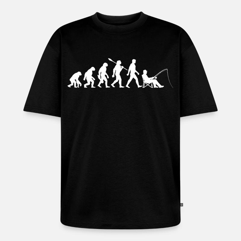 Evolution - Pêcheur, Cadeau de pêche - T-shirt Premium bio oversize Unisexe - noir