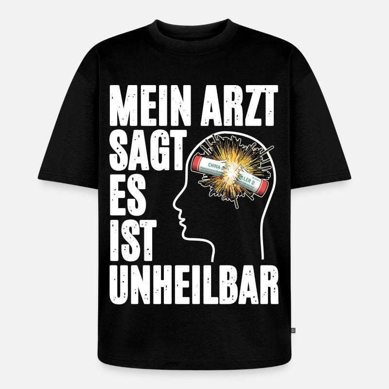 Pyrotechnik Im Kopf - Unisex Premium Oversized Bio T-Shirt - Schwarz