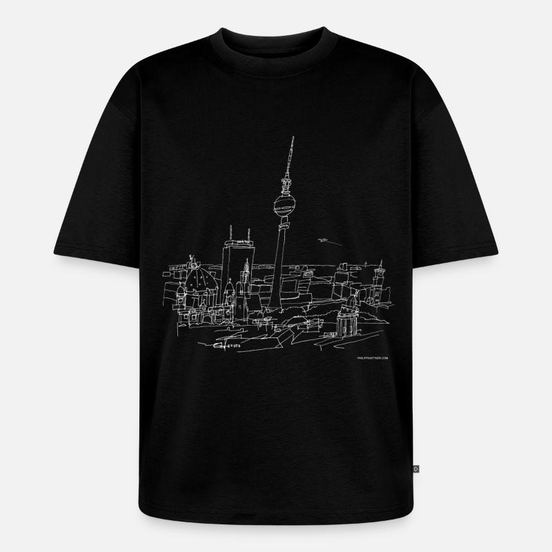 Berlin Panorama (w) - Unisex Premium Oversized Bio T-Shirt - Schwarz