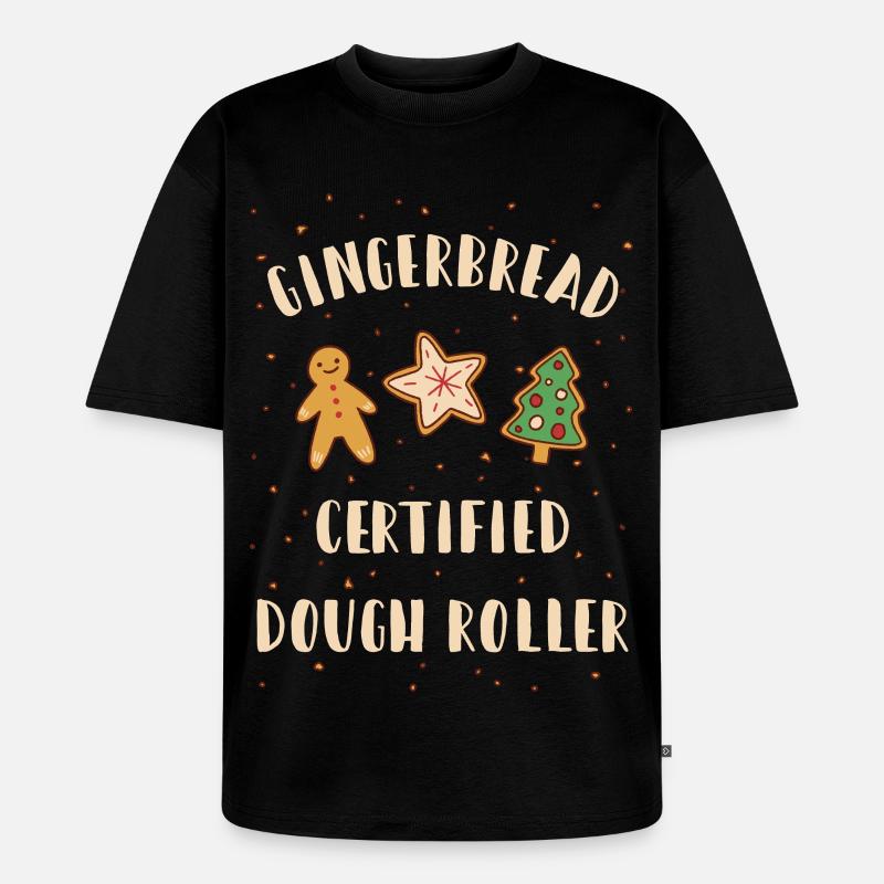 Gingerbread Dough Roller - Weihnachten backen - Unisex Premium Oversized Bio T-Shirt - Schwarz