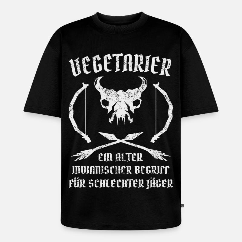 Vegetarier = Schlechter Jäger - Unisex Premium Oversized Bio T-Shirt - Schwarz