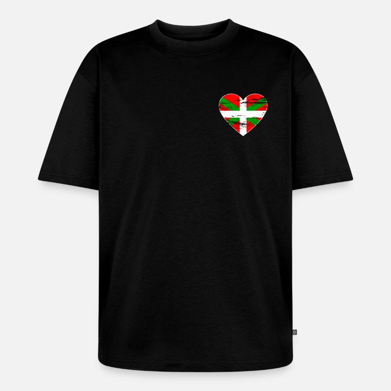 Drapeau basque coeur utilisé - T-shirt Premium bio oversize Unisexe - noir