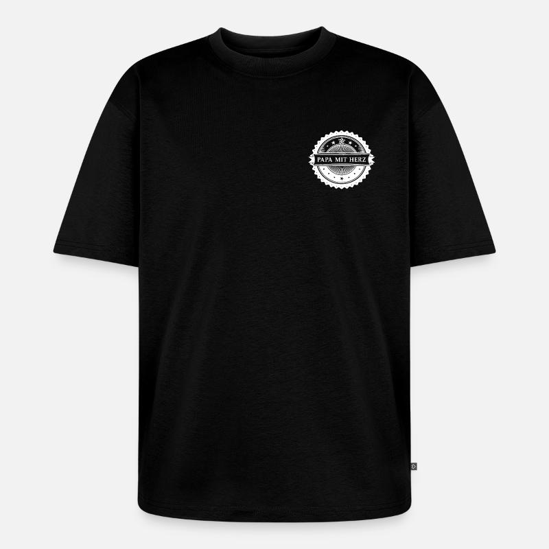 Papa mit Herz.  weisse Version - Unisex Premium Oversized Bio T-Shirt - Schwarz
