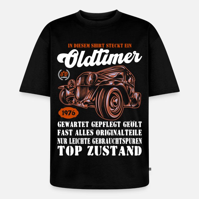 Oldtimer 1976 Retro Auto Illustration 50. - Unisex Premium Oversized Bio T-Shirt - Schwarz