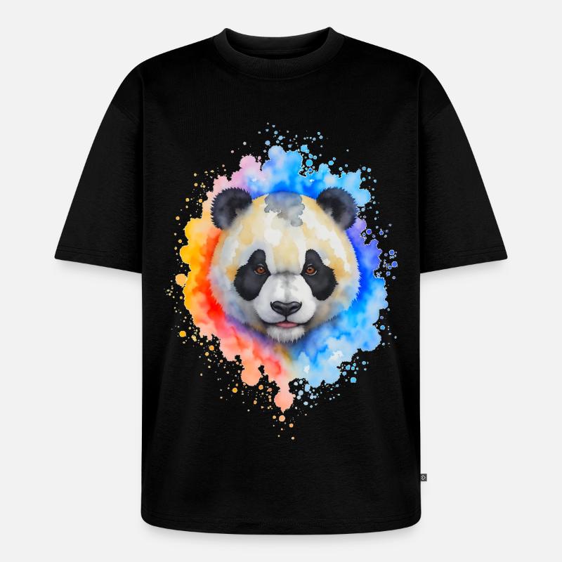 Wasserfarben Panda Splash - Unisex Premium Oversized Bio T-Shirt - Schwarz