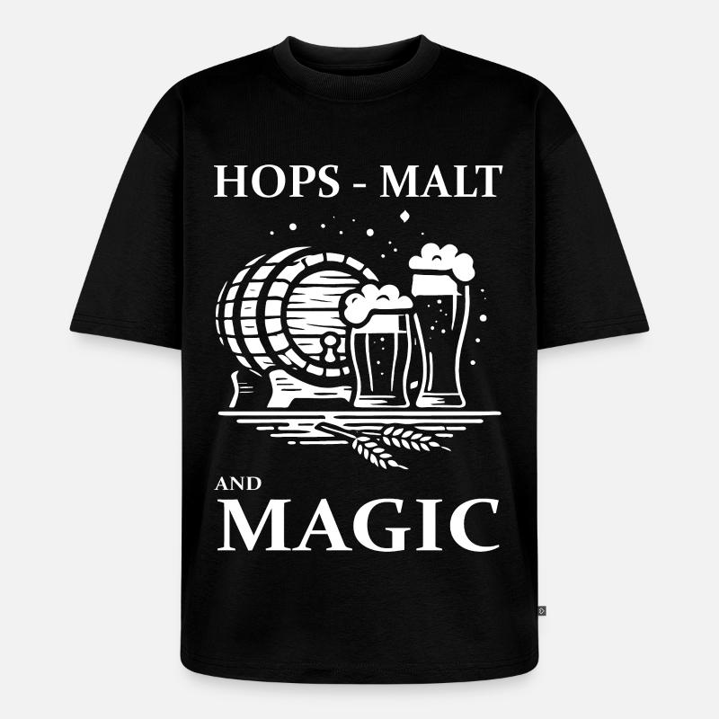 Bier Design – Hops, Malt and Magic - Unisex Premium Oversized Bio T-Shirt - Schwarz