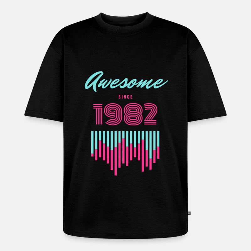 Genial seit 1982 Neon Pulse - Unisex Premium Oversized Bio T-Shirt - Schwarz