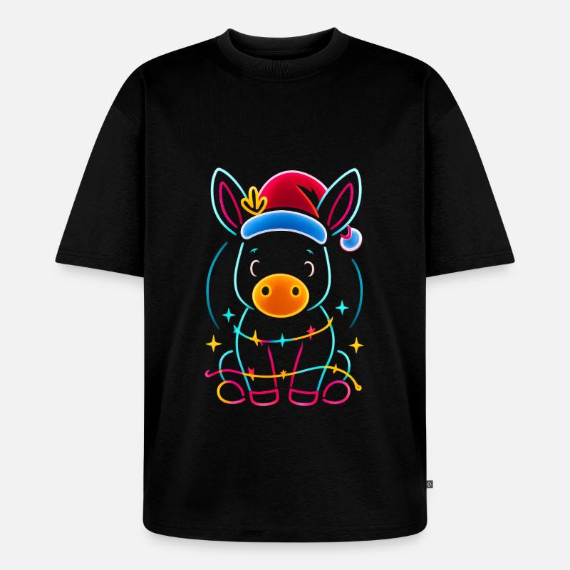 Esel Elfe Weihnachten Lustig Geschenk - Unisex Premium Oversized Bio T-Shirt - Schwarz