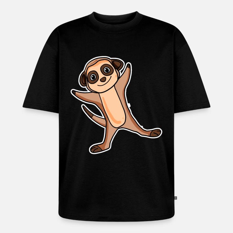 Erdmännchen Sticker - Unisex Premium Oversized Bio T-Shirt - Schwarz