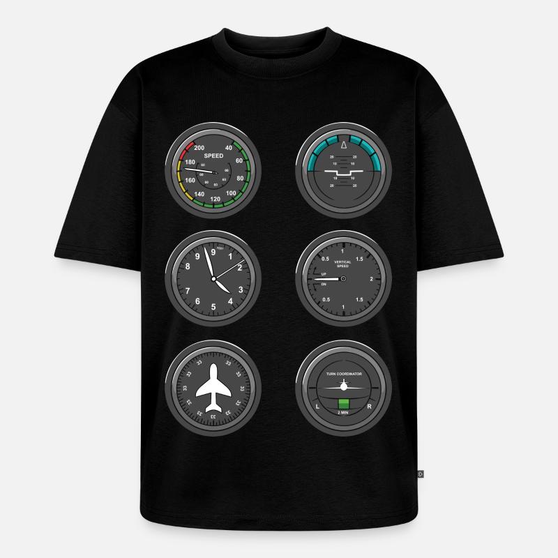 Flugzeug Fluginstrumente - Unisex Premium Oversized Bio T-Shirt - Schwarz