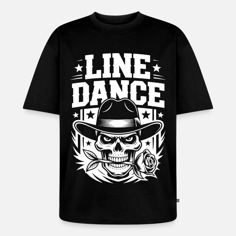 Line Dance Skelett mit Rose - Unisex Premium Oversized Bio T-Shirt - Schwarz