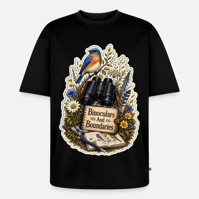 Binoculars And Boundaries Wolken - Unisex Premium Oversized Bio T-Shirt - Schwarz