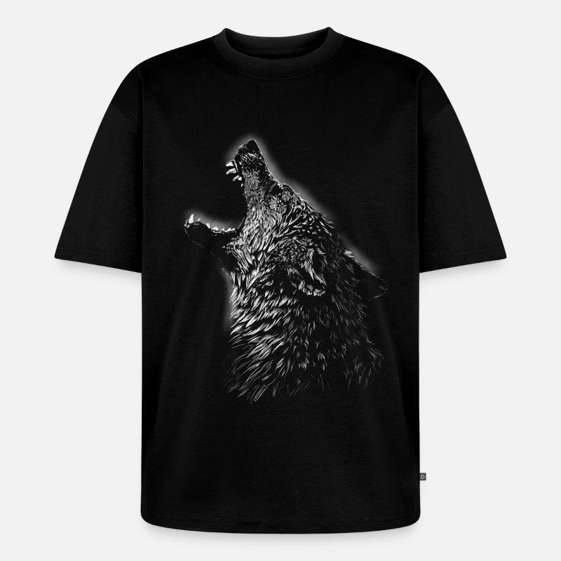 Wolf - Unisex Premium Oversized Bio T-Shirt - Schwarz