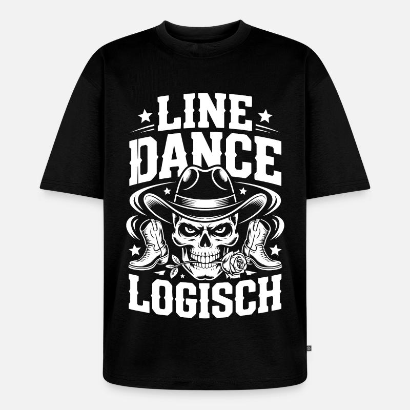 Line Dance Schädel Cowboy - Unisex Premium Oversized Bio T-Shirt - Schwarz