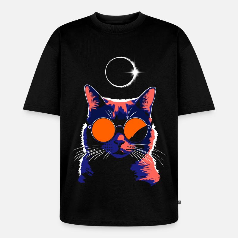 Katze Sonnenbrille Total Eclipse Cat - Unisex Premium Oversized Bio T-Shirt - Schwarz