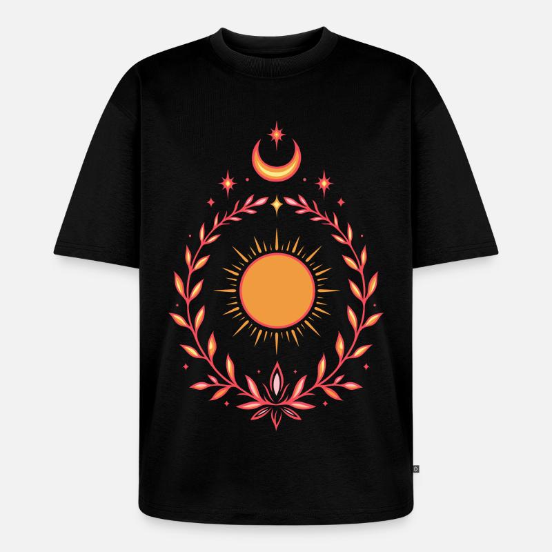 Mittsommer Sonne – Boho Litha Design - Unisex Premium Oversized Bio T-Shirt - Schwarz