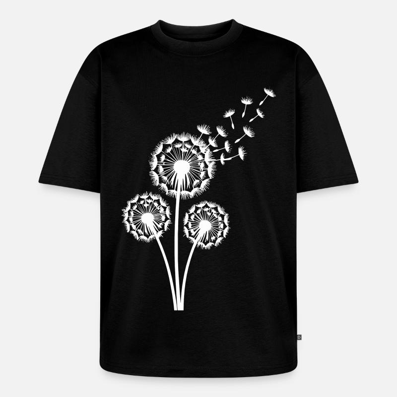 Löwenzahn im Wind Samenflug - Unisex Premium Oversized Bio T-Shirt - Schwarz