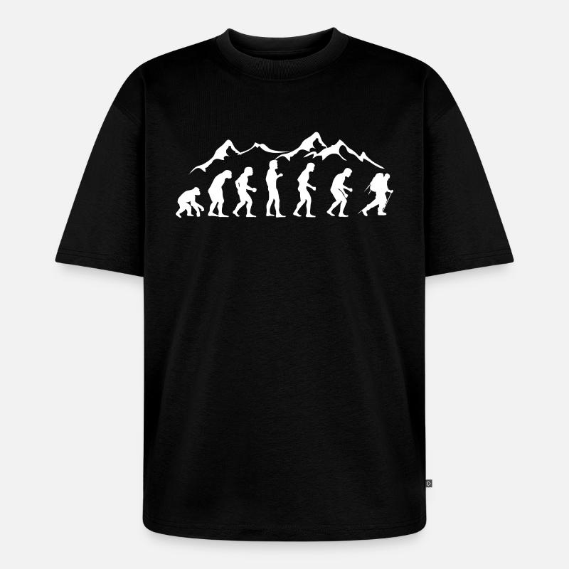 Human evolution mountaineering - Unisex Premium Oversized Organic T-Shirt - black