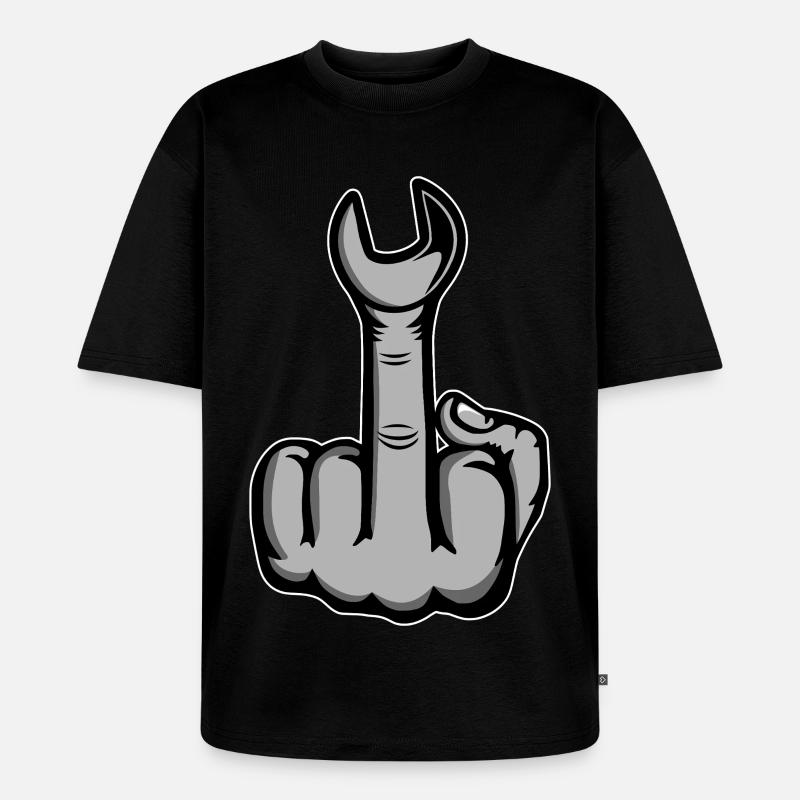 Mittelfinger Stinkerfinger Schraubschlüssel - Unisex Premium Oversized Bio T-Shirt - Schwarz