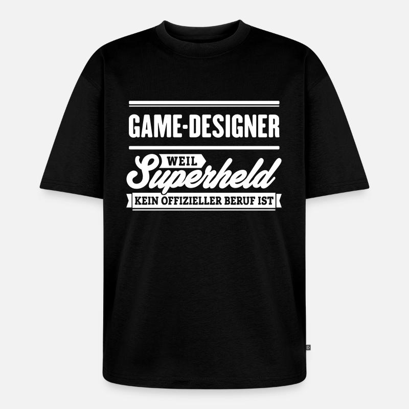 Superheld Game-Designer - Unisex Premium Oversized Bio T-Shirt - Schwarz
