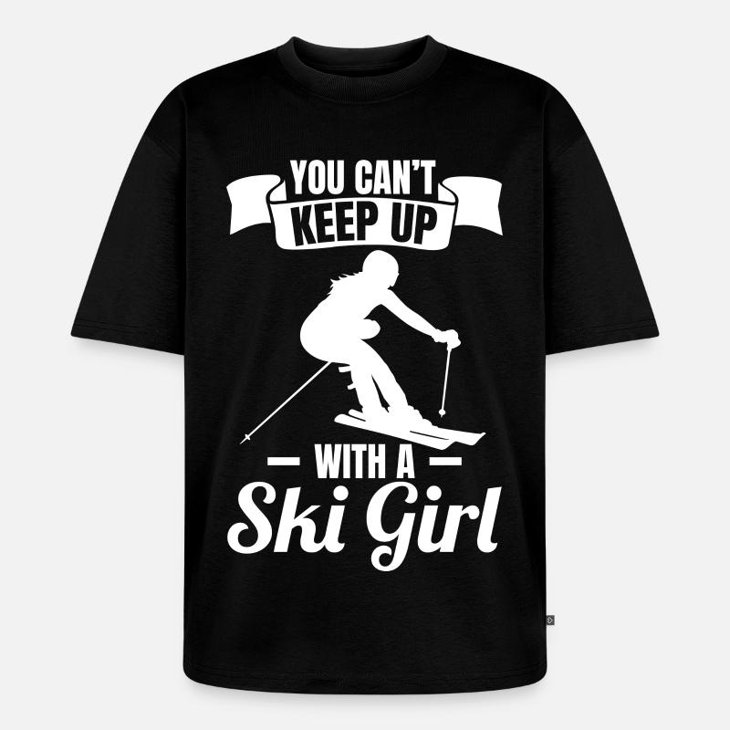 Ski Mädchen - Unisex Premium Oversized Bio T-Shirt - Schwarz