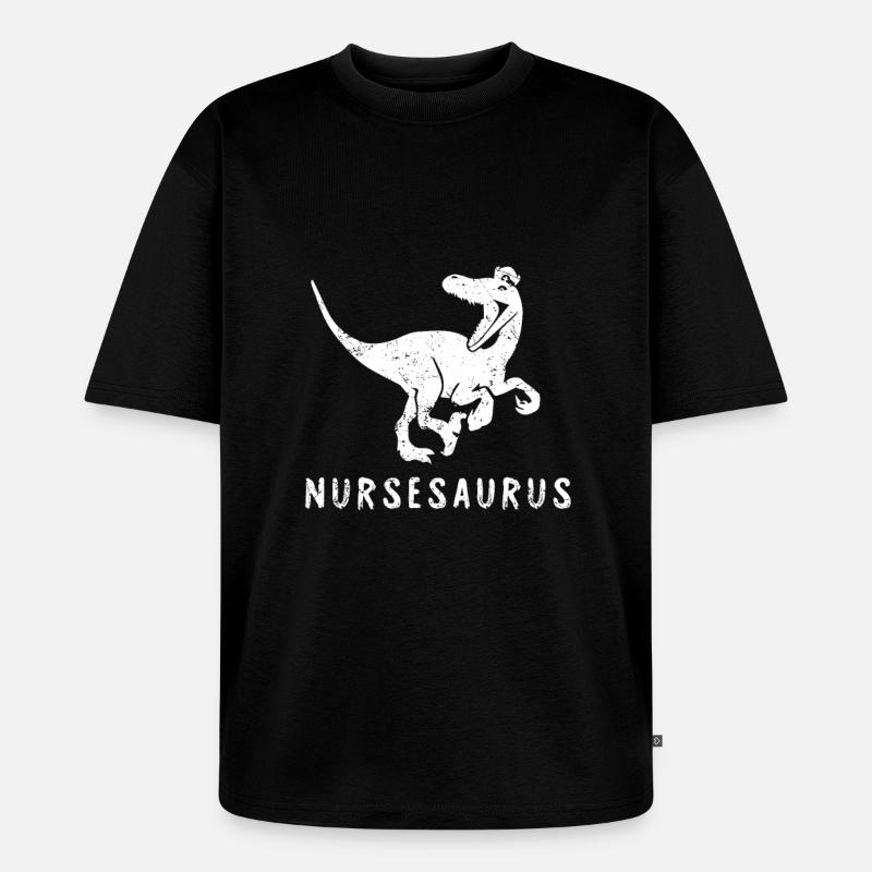 NURSESAURUS Krankenschwester Krankenpfleger Shirt - Unisex Premium Oversized Bio T-Shirt - Schwarz