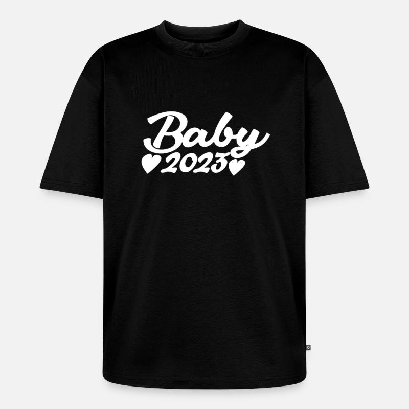 Bébé 2023 Grossesse enceinte - T-shirt Premium bio oversize Unisexe - noir