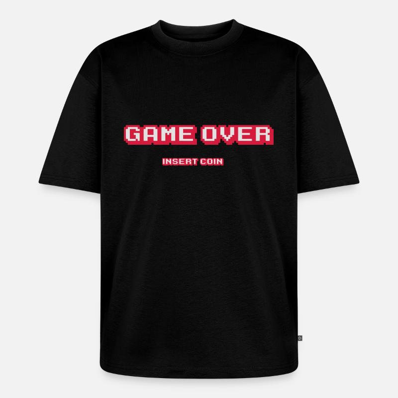 Game Over insert coin - Unisex Premium Oversized Bio T-Shirt - Schwarz