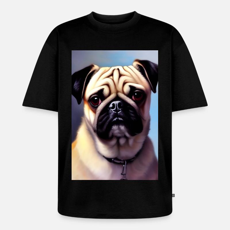 Mops Hund - Unisex Premium Oversized Bio T-Shirt - Schwarz